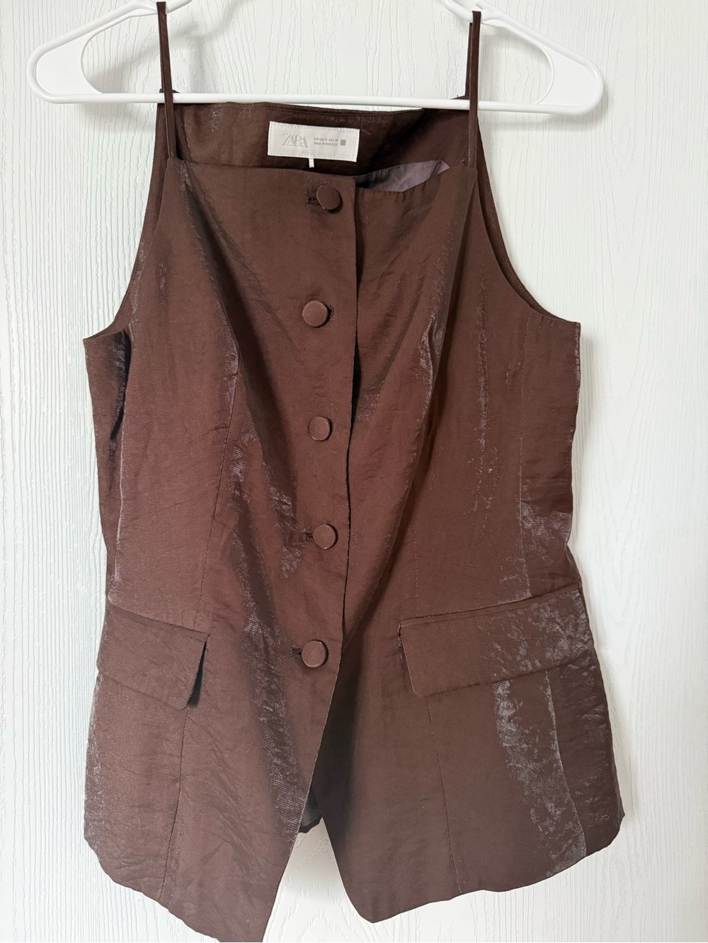 Zara Chocolate Brown Sleeveless Button Vest